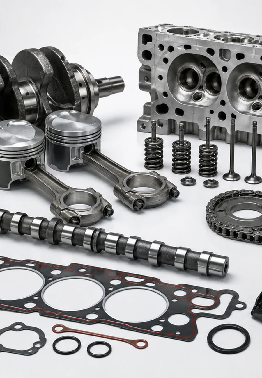 Passenger-car engine components arranged for an engine-parts category directory
