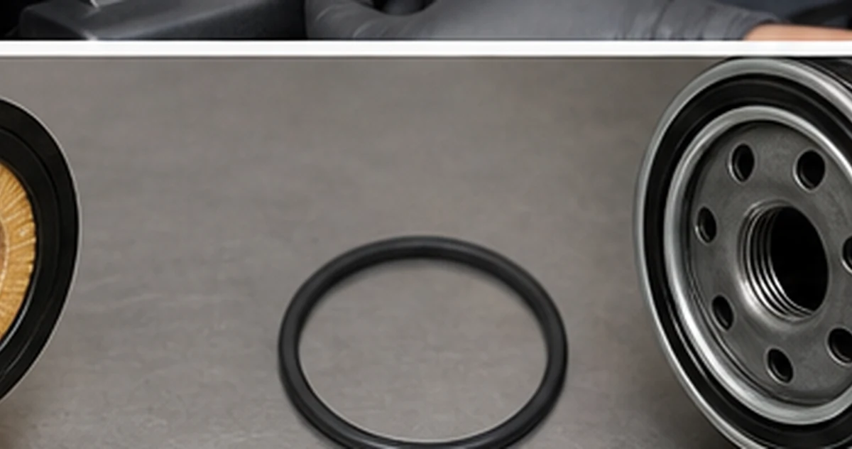 Technician comparing a cartridge oil-filter element, spin-on oil filter and sealing O-ring on a clean bench