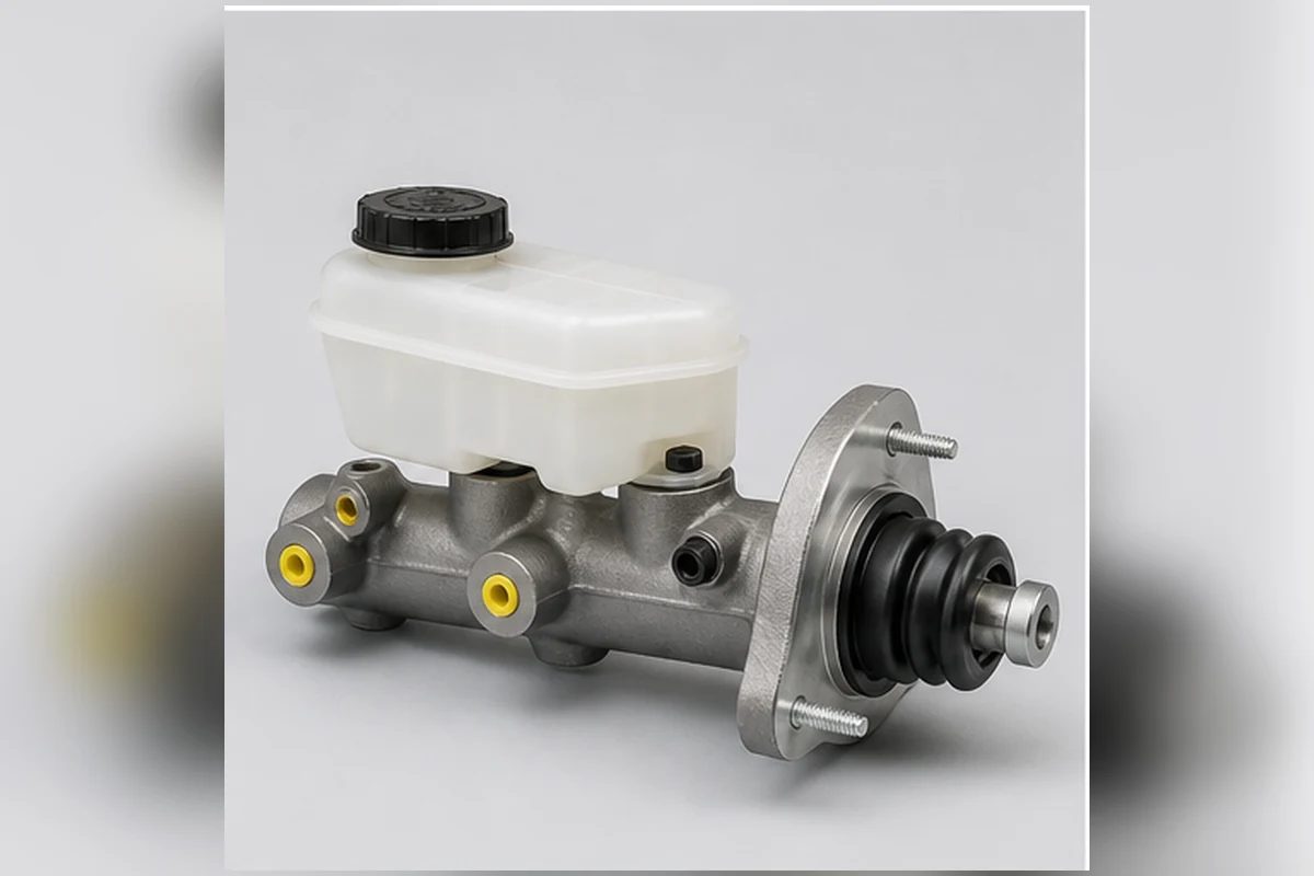 Brake master cylinder with reservoir, booster flange and multiple capped hydraulic ports