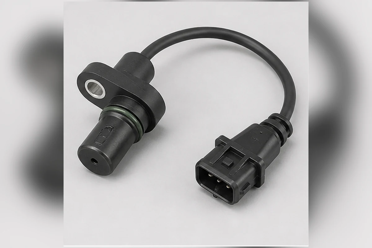 Crankshaft position sensor with pickup head, mounting ear, cable and keyed connector