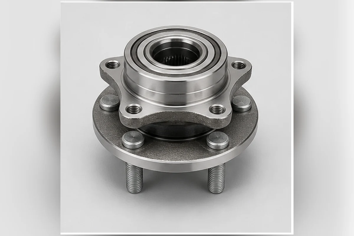 Front wheel hub and bearing unit with machined flange, studs and sealed center bearing