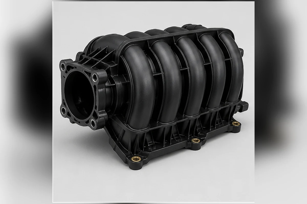 Composite intake manifold with plenum, multiple runners, flange and vacuum ports