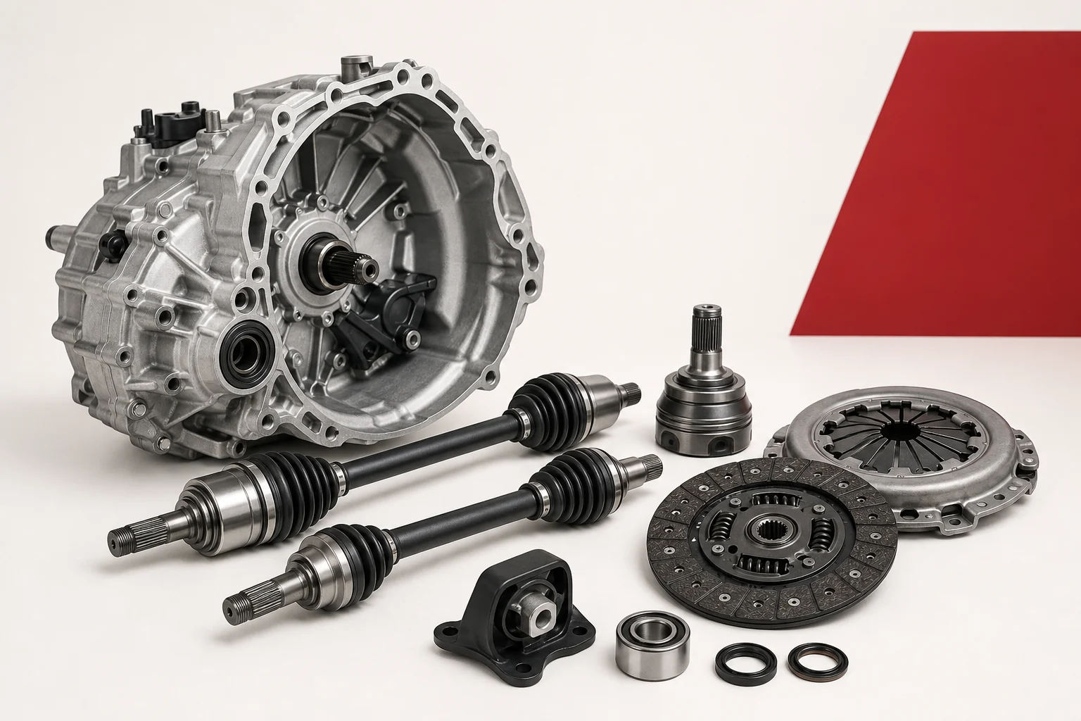 Generic passenger-car transmission & driveline components arranged for category presentation